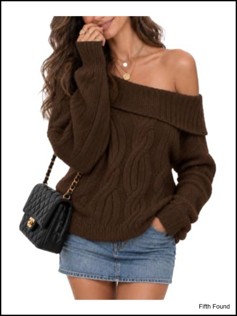 Wool Blend Off Shoulder Cable Knit Oversized Sweater